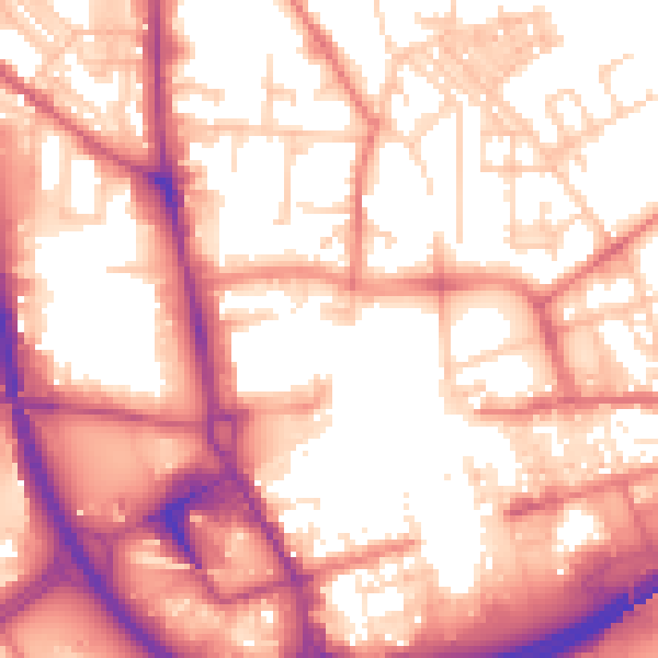 Daytime road noise heatmap for OL1 1NG