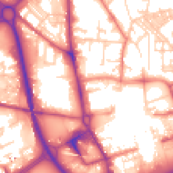 Daytime road noise heatmap for OL1 1NN