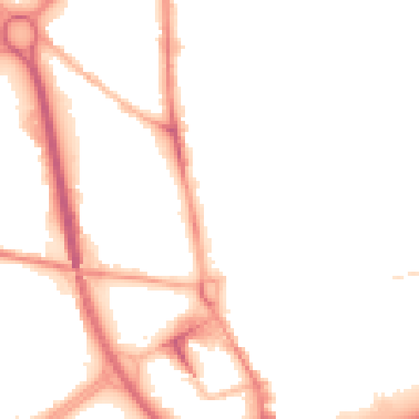 Night-time road noise heatmap for OL1 1NN