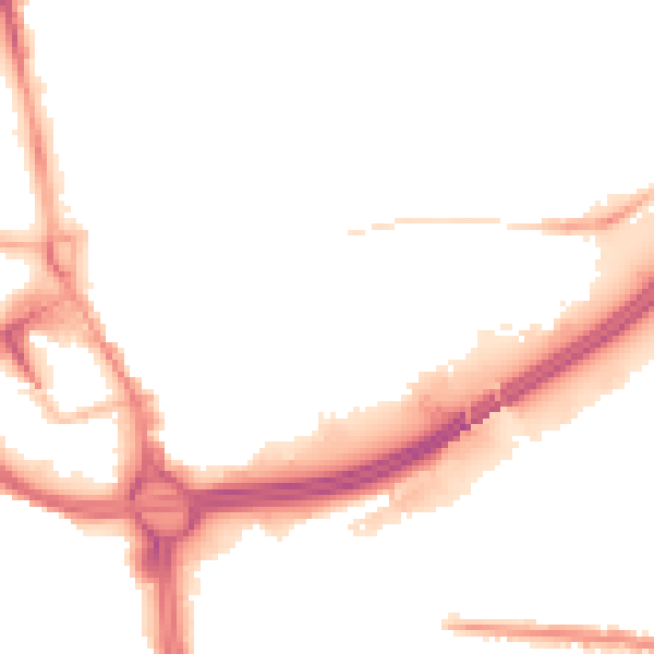 Night-time road noise heatmap for OL1 1PF