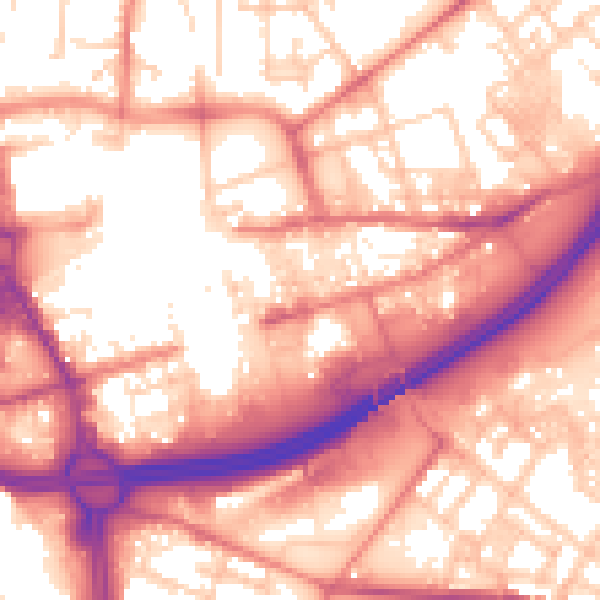 Daytime road noise heatmap for OL1 1QH