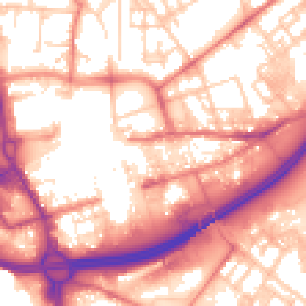Daytime road noise heatmap for OL1 1QN