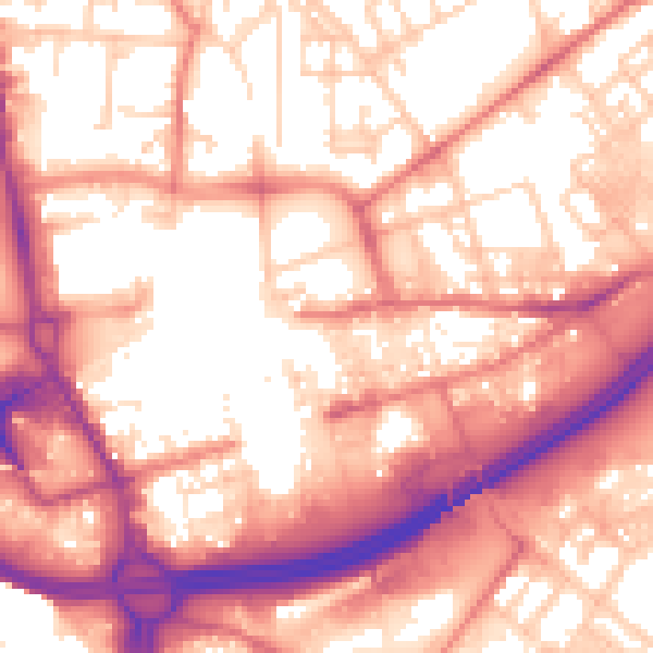 Daytime road noise heatmap for OL1 1RA