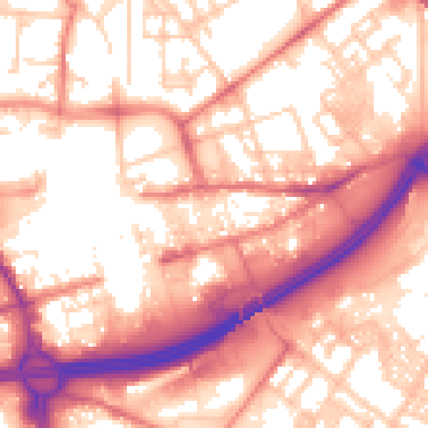 Daytime road noise heatmap for OL1 1SA