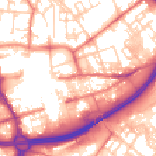 Daytime road noise heatmap for OL1 1SB