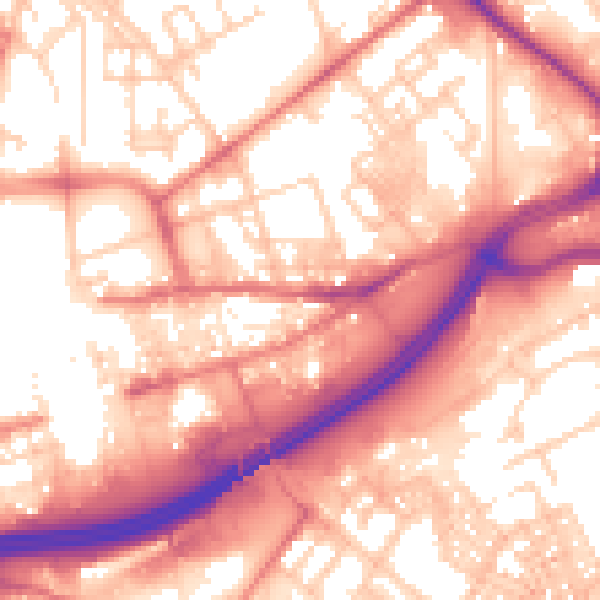 Daytime road noise heatmap for OL1 1SG