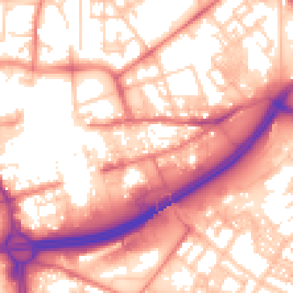 Daytime road noise heatmap for OL1 1SH