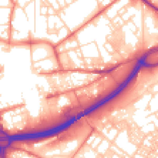 Daytime road noise heatmap for OL1 1SJ