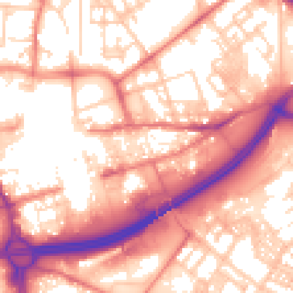 Daytime road noise heatmap for OL1 1SQ