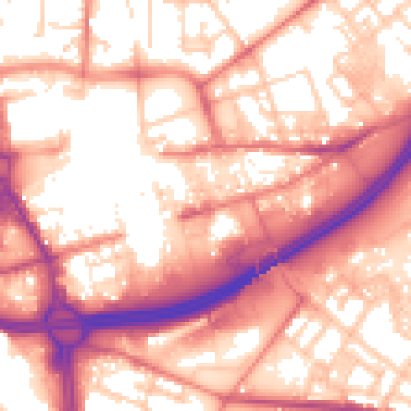 Daytime road noise heatmap for OL1 1TJ