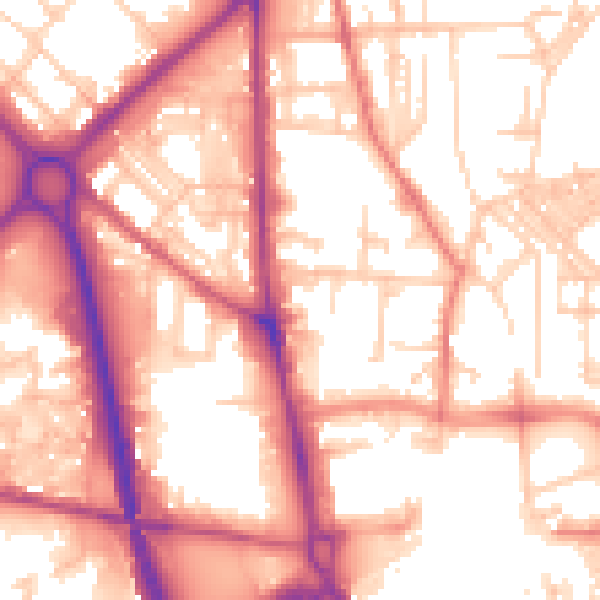 Daytime road noise heatmap for OL1 1TX