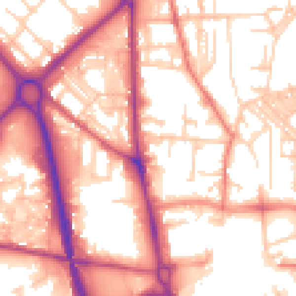 Daytime road noise heatmap for OL1 1TZ
