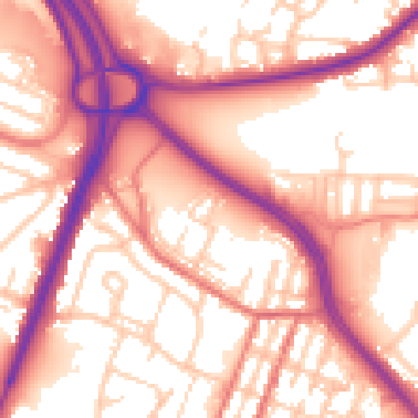 Daytime road noise heatmap for OL1 2AJ