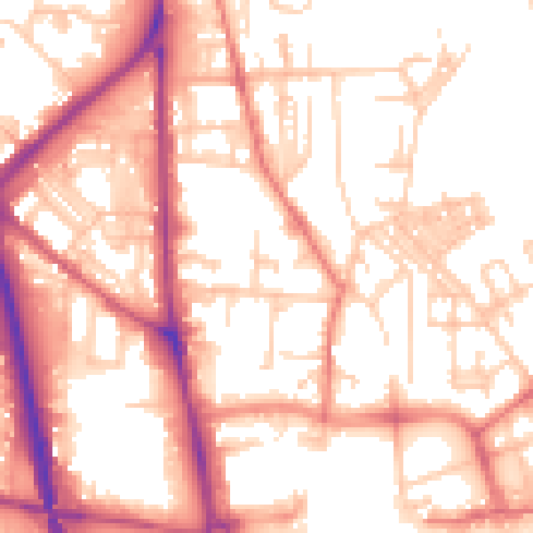 Daytime road noise heatmap for OL1 2AL