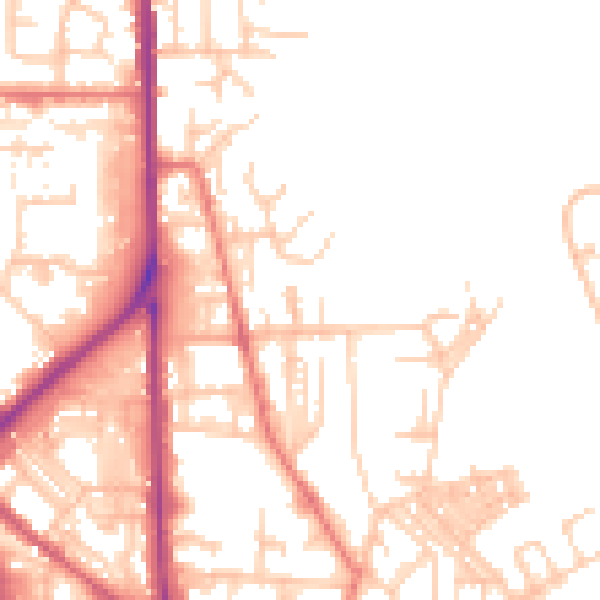 Daytime road noise heatmap for OL1 2BY