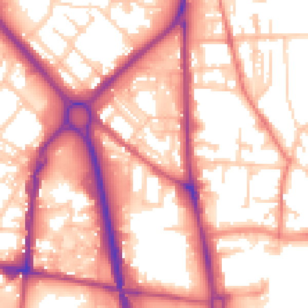 Daytime road noise heatmap for OL1 2EB