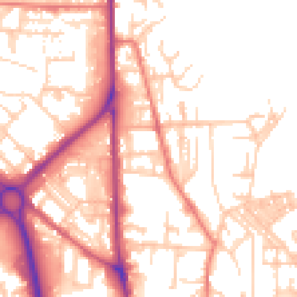 Daytime road noise heatmap for OL1 2NE