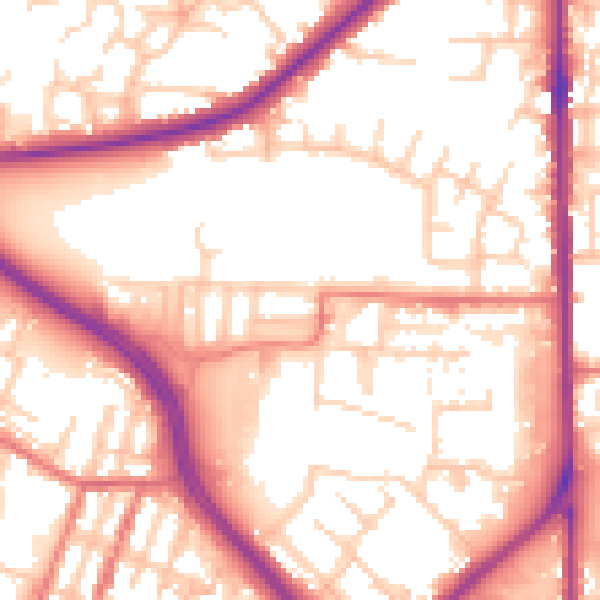 Daytime road noise heatmap for OL1 2PA
