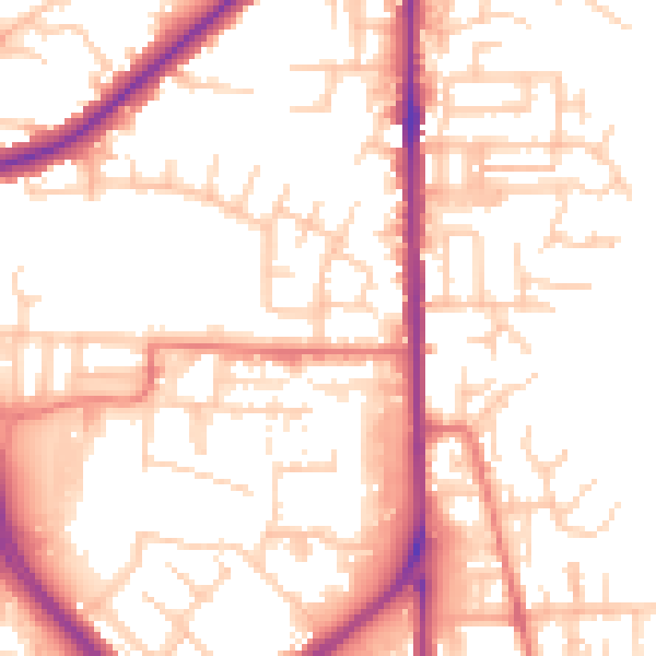 Daytime road noise heatmap for OL1 2PE