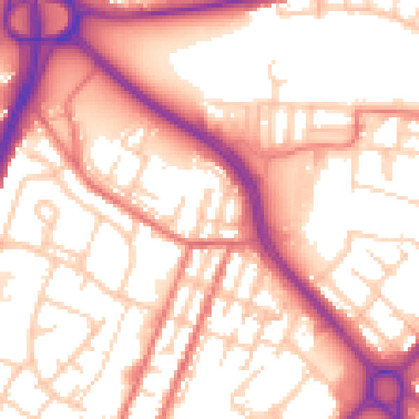 Daytime road noise heatmap for OL1 2QA