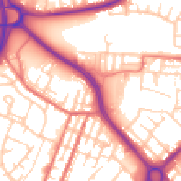 Daytime road noise heatmap for OL1 2QB
