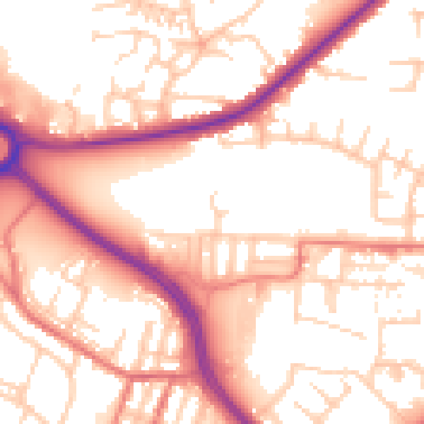 Daytime road noise heatmap for OL1 2QD