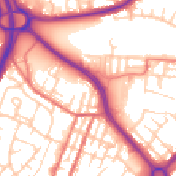 Daytime road noise heatmap for OL1 2QF