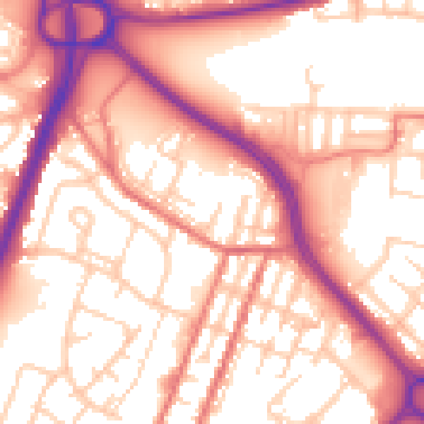 Daytime road noise heatmap for OL1 2QG