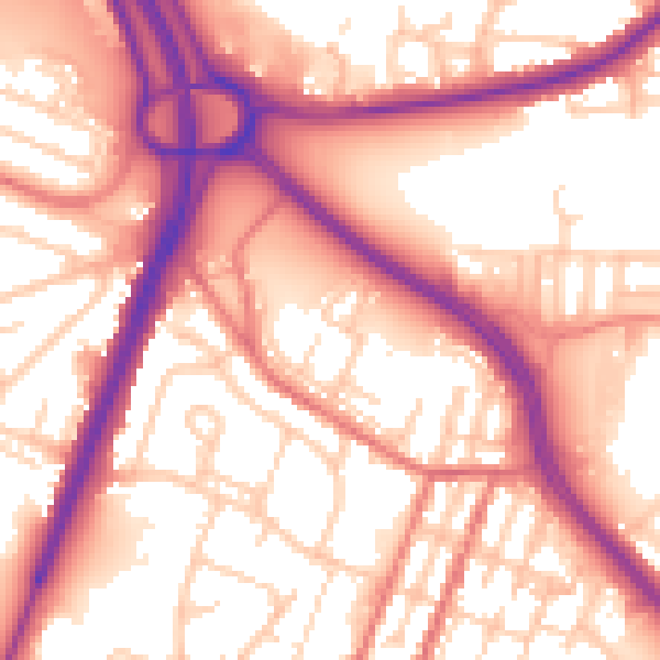 Daytime road noise heatmap for OL1 2QJ