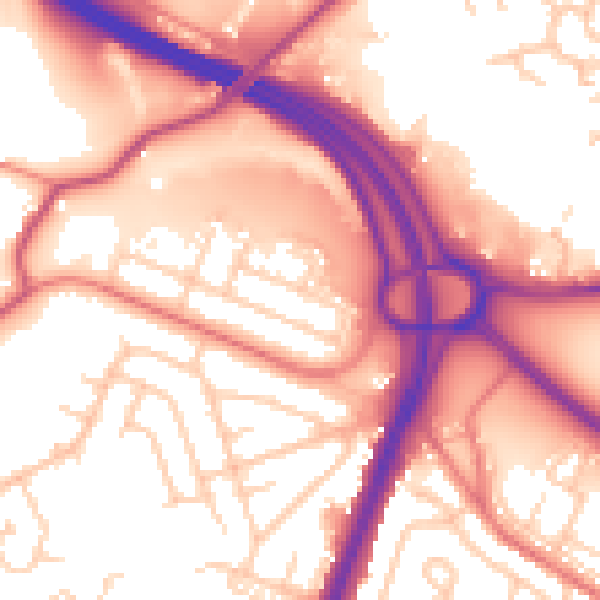 Daytime road noise heatmap for OL1 2QZ