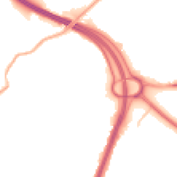 Night-time road noise heatmap for OL1 2QZ