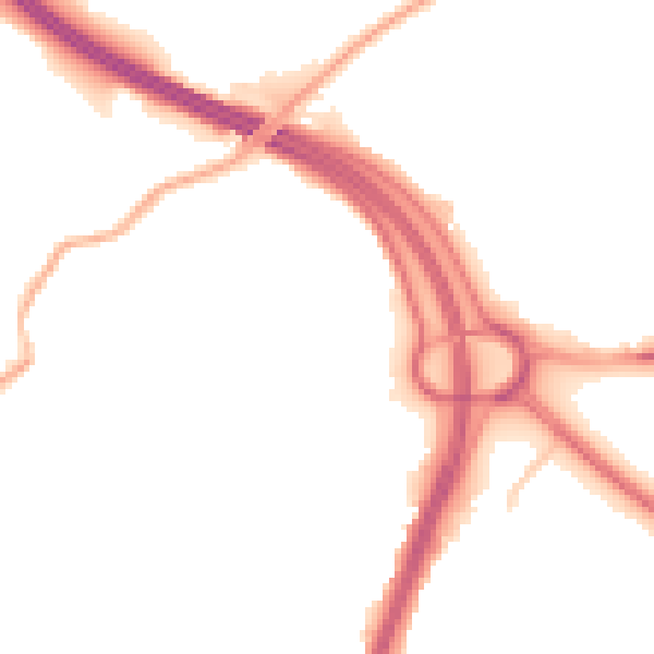 Night-time road noise heatmap for OL1 2RA