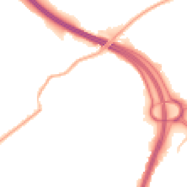 Night-time road noise heatmap for OL1 2RD