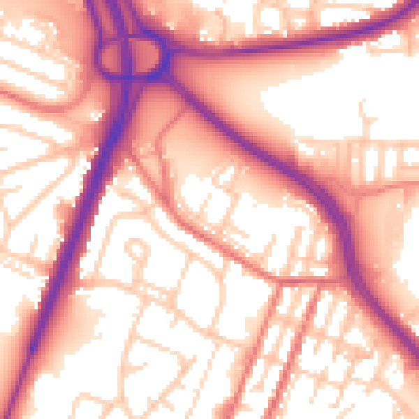 Daytime road noise heatmap for OL1 2RH