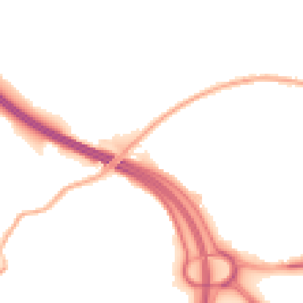 Night-time road noise heatmap for OL1 2SY