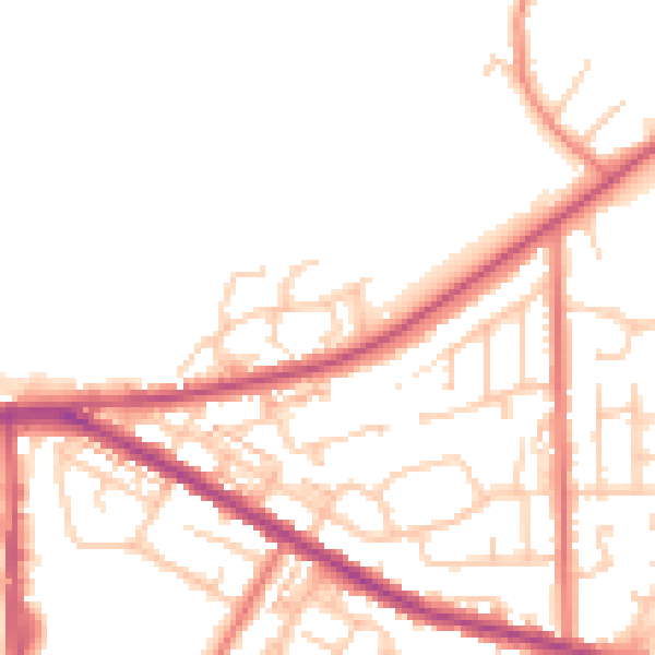 Daytime road noise heatmap for OL1 2TP