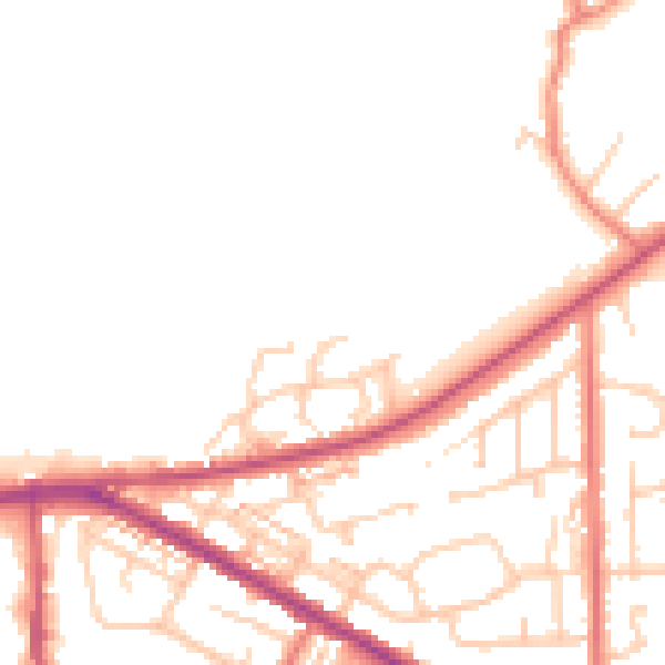 Daytime road noise heatmap for OL1 2TR