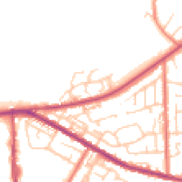 Daytime road noise heatmap for OL1 2TS
