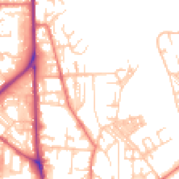 Daytime road noise heatmap for OL1 2XS