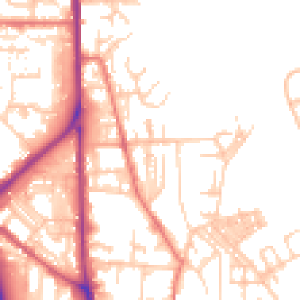 Daytime road noise heatmap for OL1 2XU