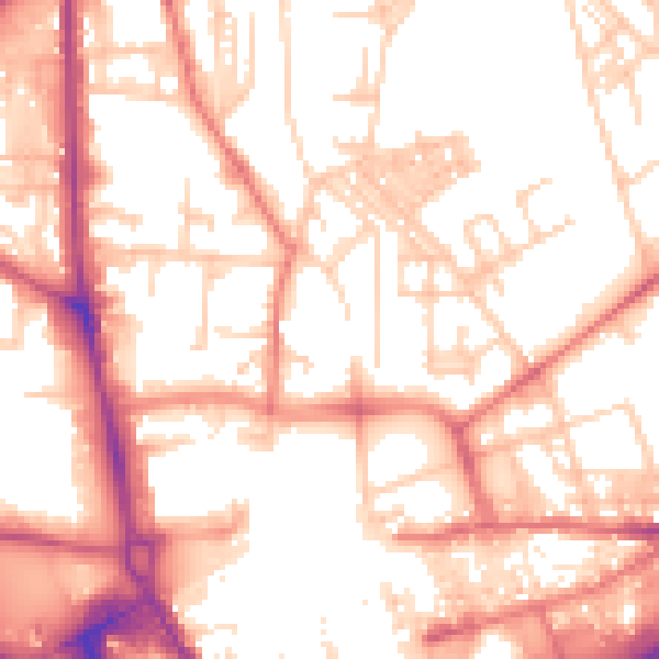 Daytime road noise heatmap for OL1 3DE