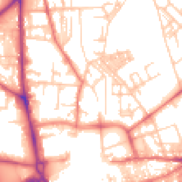 Daytime road noise heatmap for OL1 3DQ