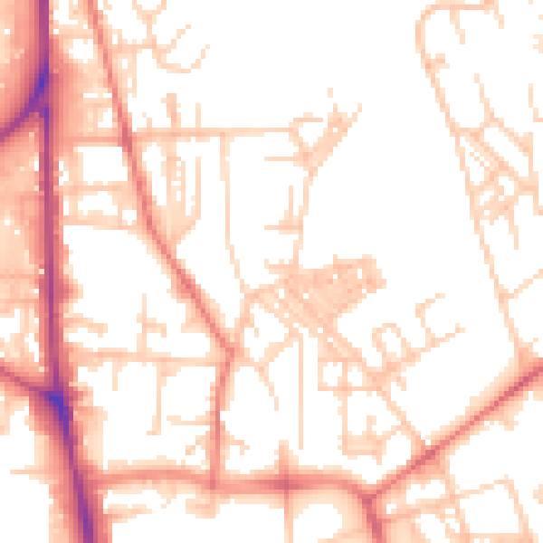 Daytime road noise heatmap for OL1 3EG