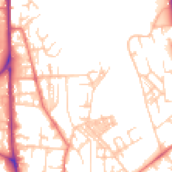 Daytime road noise heatmap for OL1 3EL