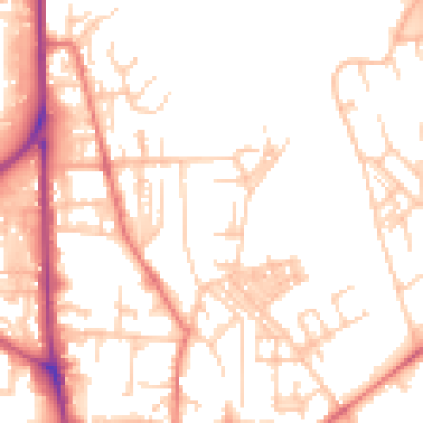 Daytime road noise heatmap for OL1 3EP