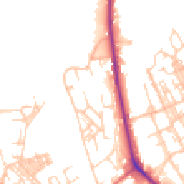 Daytime road noise heatmap for OL1 3JJ