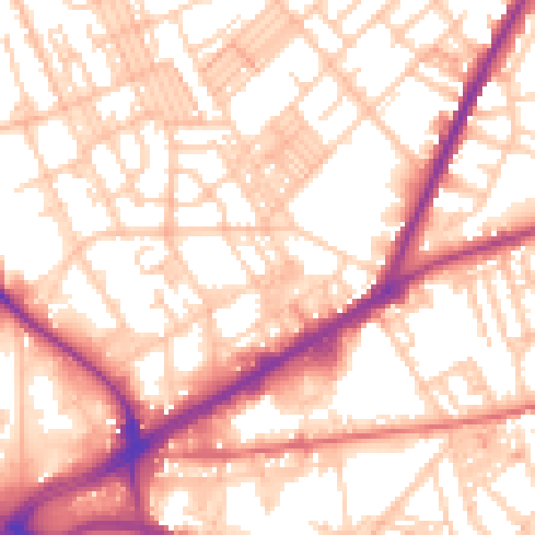 Daytime road noise heatmap for OL1 3PQ
