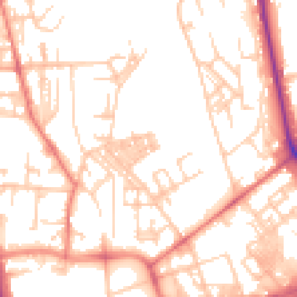 Daytime road noise heatmap for OL1 3PX