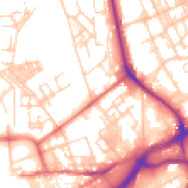 Daytime road noise heatmap for OL1 3QL