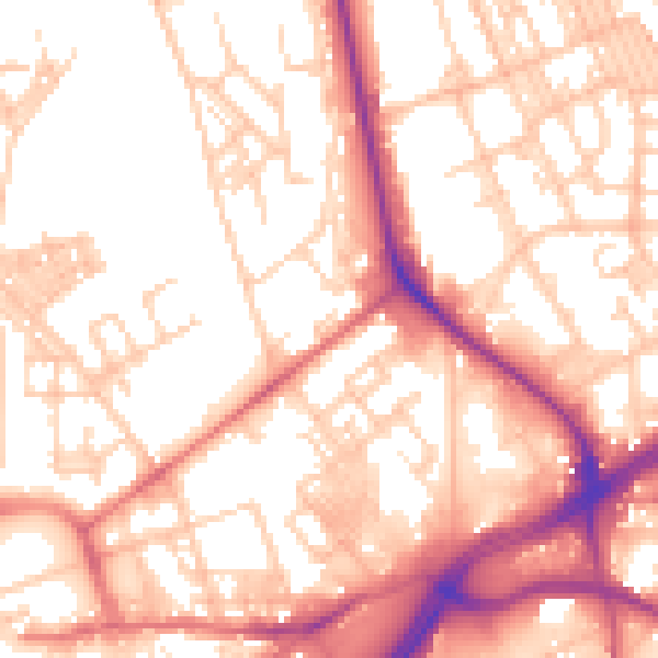 Daytime road noise heatmap for OL1 3QW